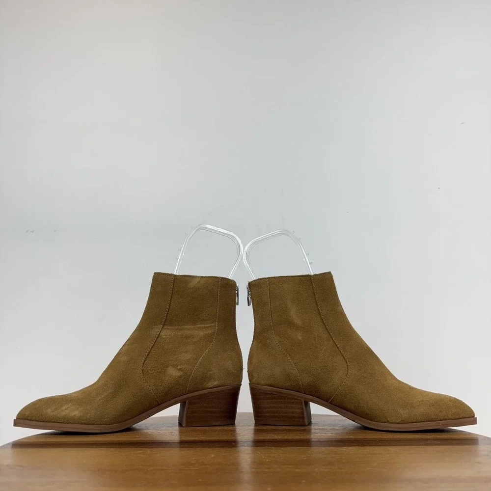 Womens Dolce Vita Avela Brown Leather Casual‎ Heeled Ankle Booties Size 5 M GUC